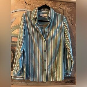 Ellie Mae Marvin Button-down Cotton Striped Shirt XS Made in Canada